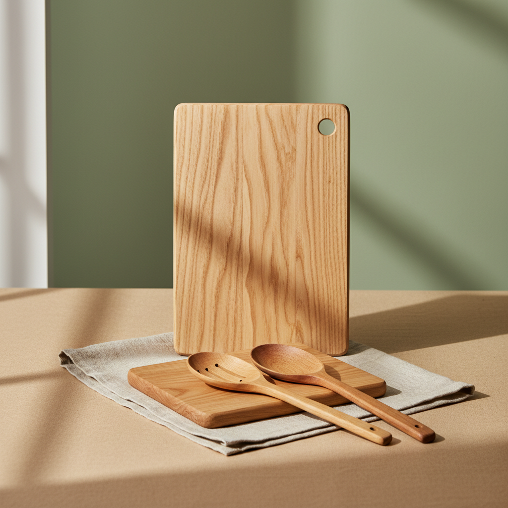 Wooden Cutting Board & Utensil Set