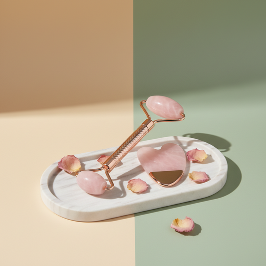 Rose Gold Facial Roller & Gua Sha Set