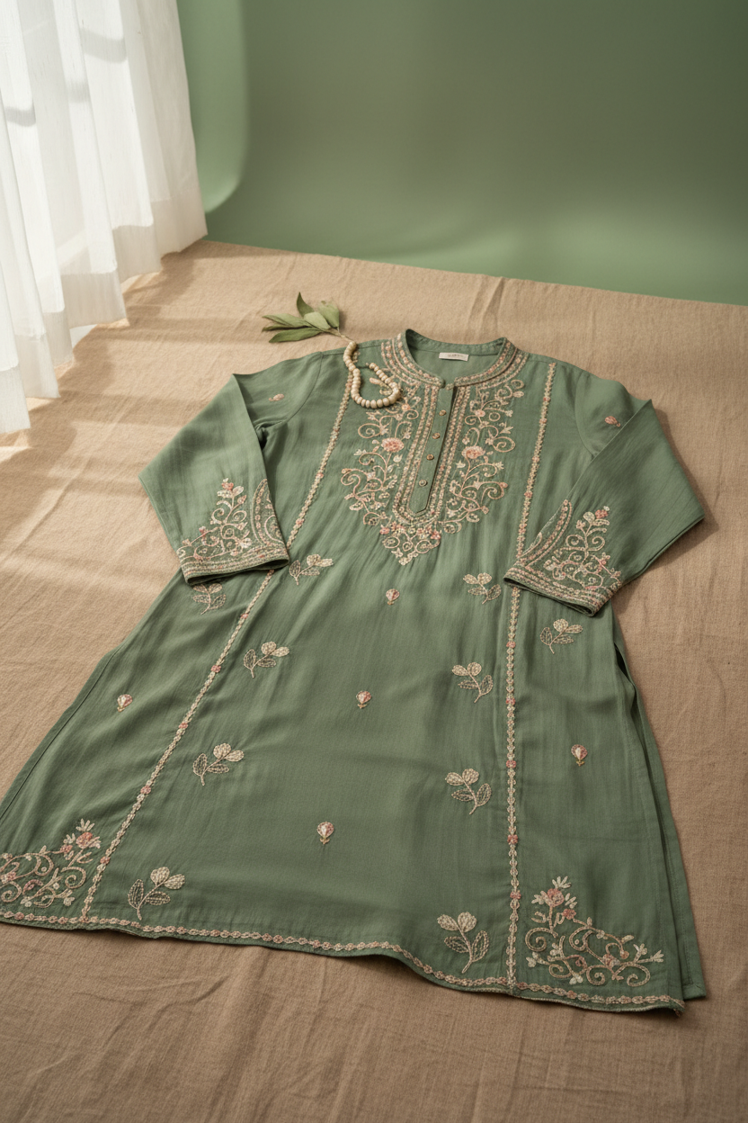 Embroidered Cotton Kurta